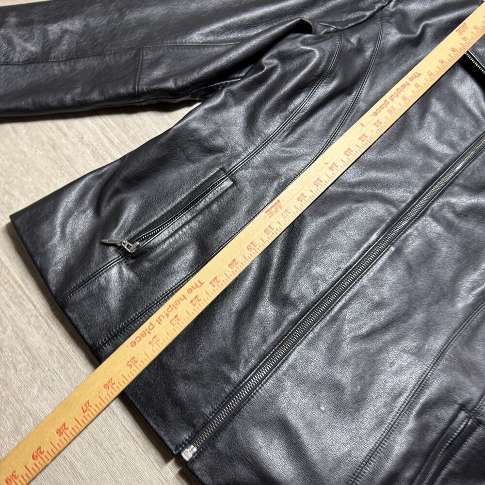 VTG 90s Wilsons Leather Maxima Jacket Black XL Full Zip Lined - Picture 8 of 8